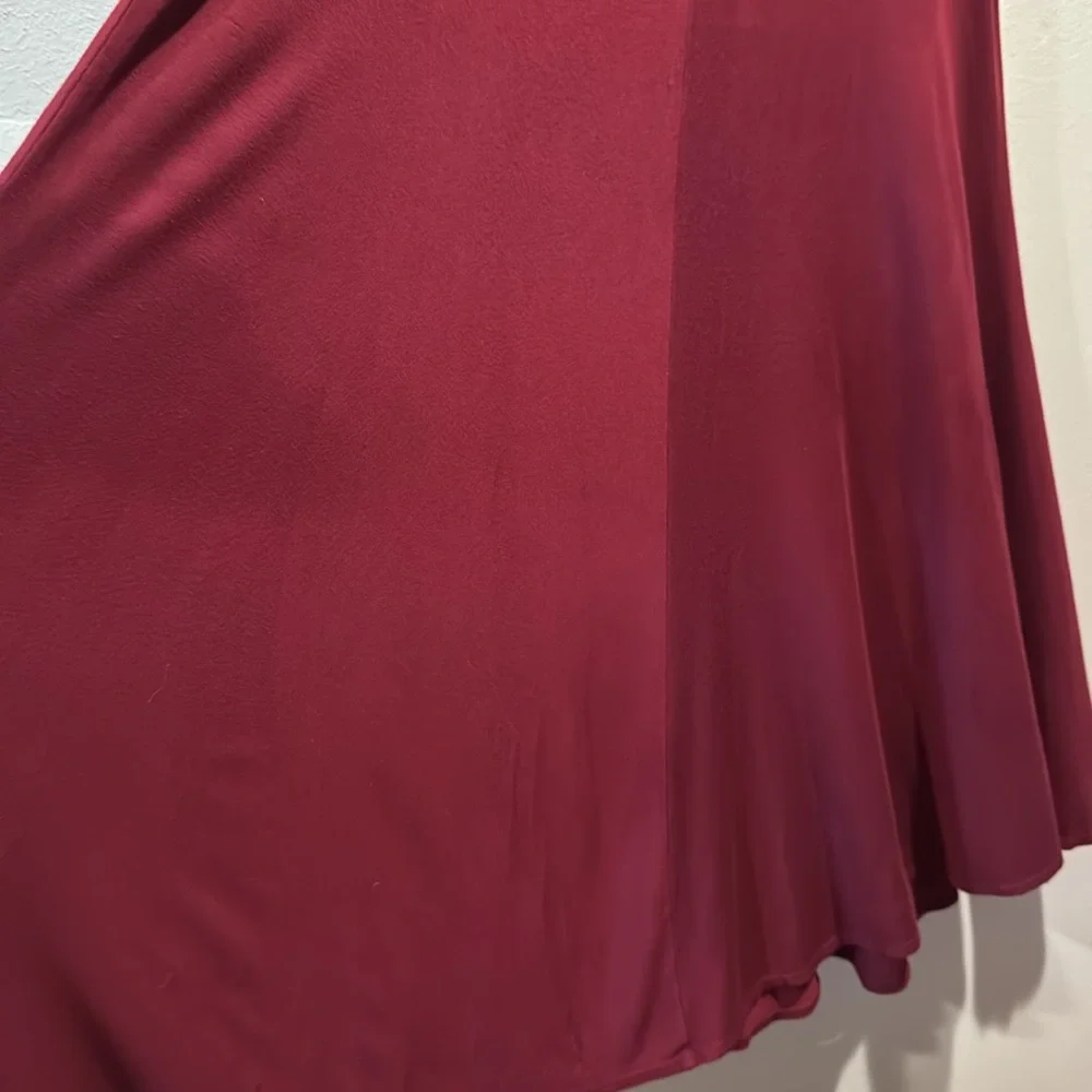 Silence + Noise Swingy Tank Dress Deep Red Burgundy Semi Sheer Flowy Mini Dress - Picture 10 of 15